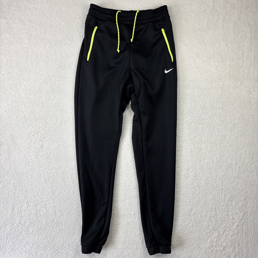 NIKE Mens 'Conversion Polyknit' Joggers Small Black/Volt Sweatpants Zip Pockets